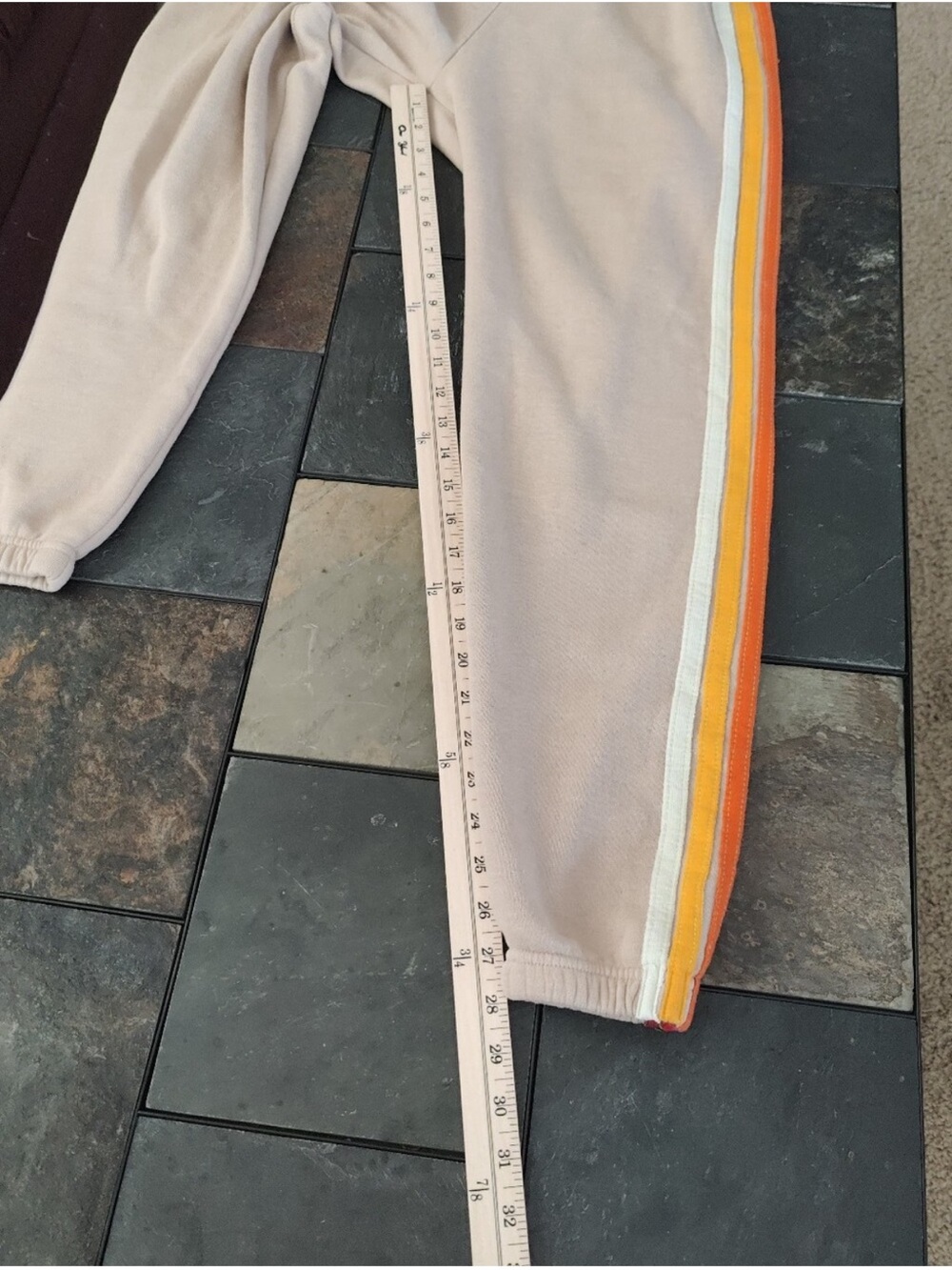 Aviator Nation Beige Track Pants with Rainbow Side Stripes - Picture 3 of 7